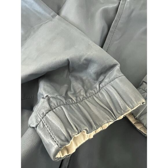 $6,950 MSRP Loro Piana Bomber Windleather Reversible Blue & Ivory Size 52 IT - Picture 5 of 14